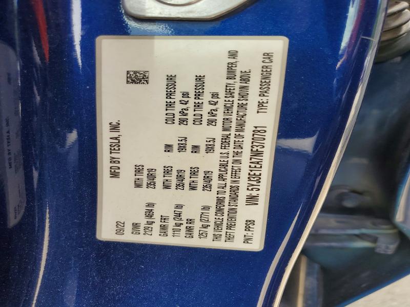 Продаж на аукціоні авто 2022 Tesla Model 3, vin: 5YJ3E1EA7NF370781, номер лоту: 58086016