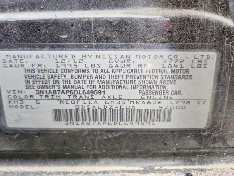 58104846 :رقم المزاد ، 3N1AB7AP6DL649591 vin ، 2013 Nissan Sentra مزاد بيع