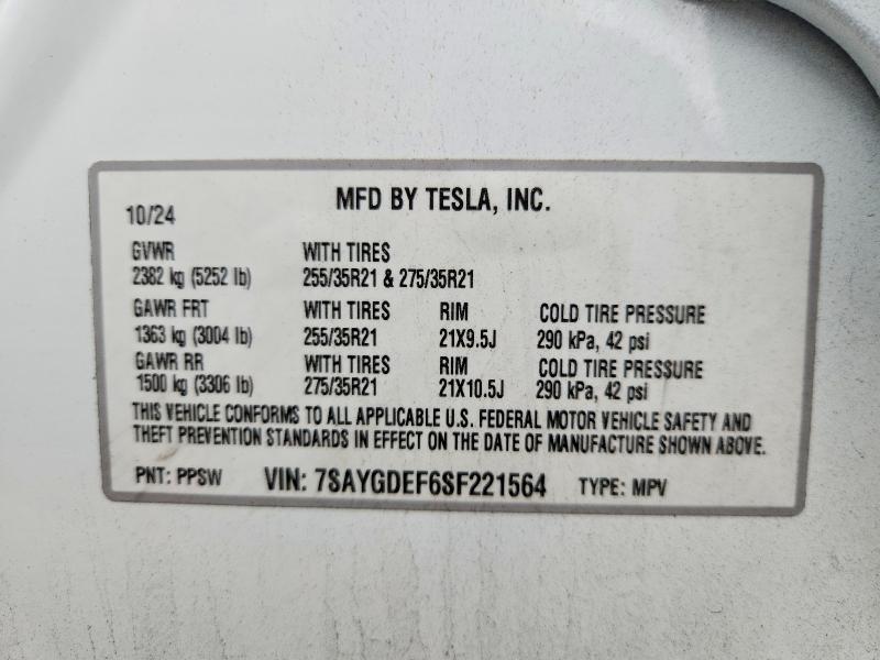 Продаж на аукціоні авто 2025 Tesla Model Y, vin: 7SAYGDEF6SF221564, номер лоту: 56300326