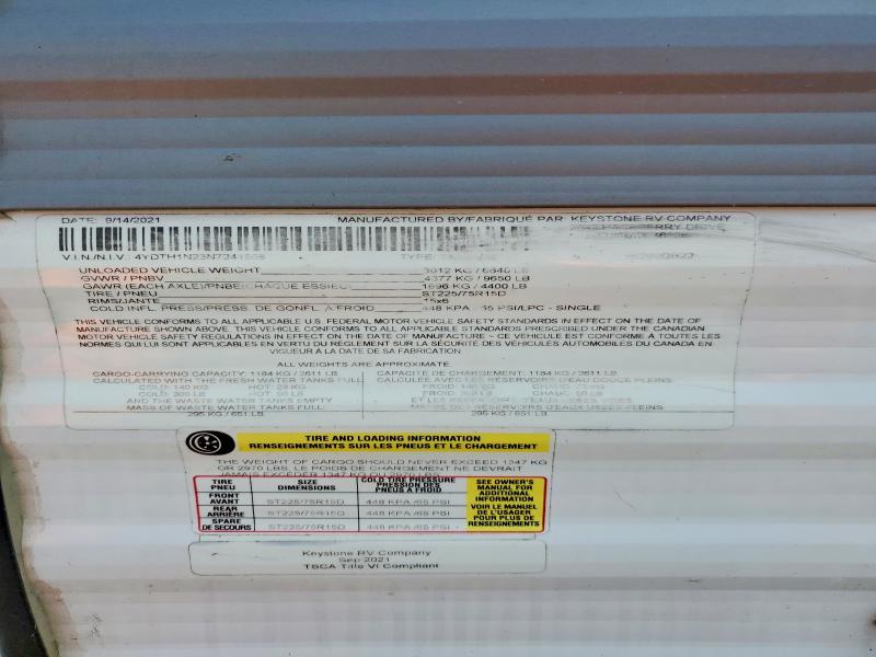 2022 Keystone Rv Hideout Series მანქანა იყიდება აუქციონზე, vin: 4YDTH1N23N7241505, აუქციონის ნომერი: 56421386
