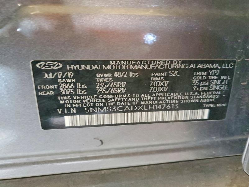 Aukcja sprzedaży 2020 Hyundai Santa Fe, vin: 5NMS3CADXLH147613, numer aukcji: 55962886