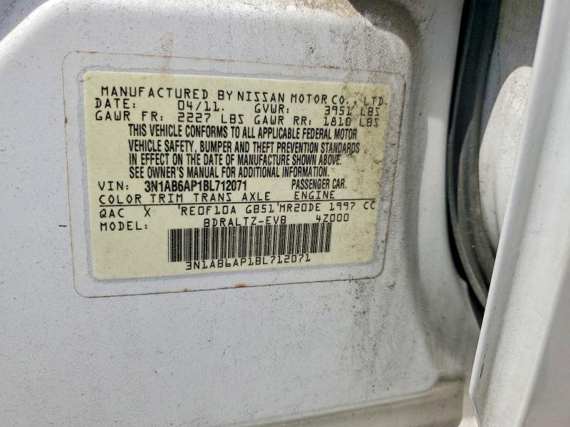 Продаж на аукціоні авто 2011 Nissan Sentra, vin: 3N1AB6AP1BL712071, номер лоту: 58479216