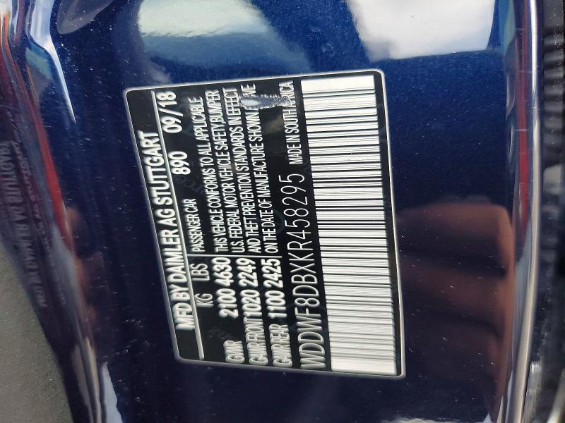 56083646 :رقم المزاد ، WDDWF8DBXKR458295 vin ، 2019 Mercedes-benz C مزاد بيع