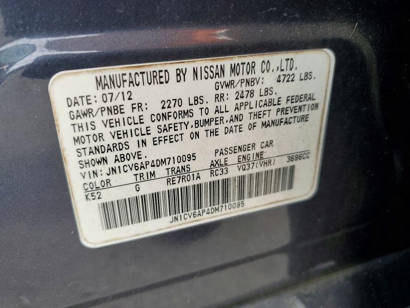 Продажа на аукционе авто 2013 Infiniti G37 Sedan, vin: JN1CV6AP4DM710095, номер лота: 57761786