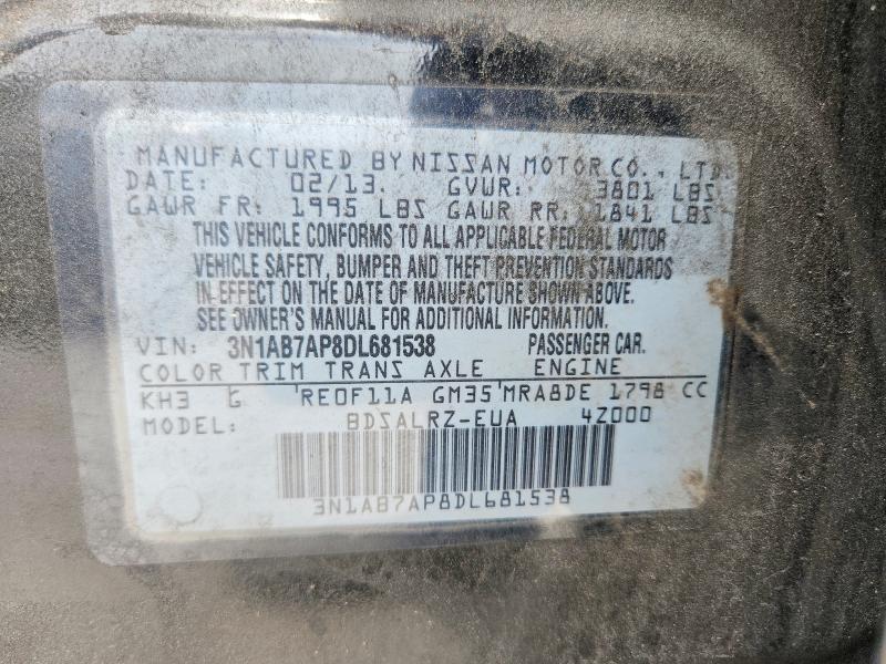 Aukcja sprzedaży 2013 Nissan Sentra, vin: 3N1AB7AP8DL681538, numer aukcji: 57964986