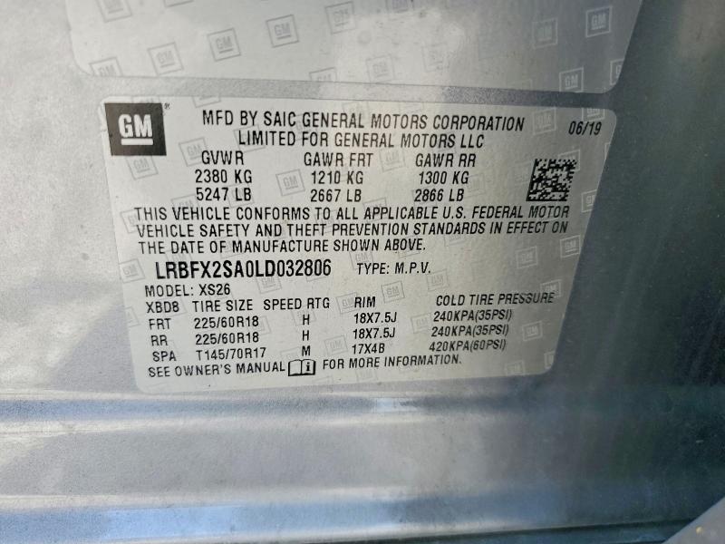 56970866 :رقم المزاد ، LRBFX2SA0LD032806 vin ، 2020 Buick Envision مزاد بيع