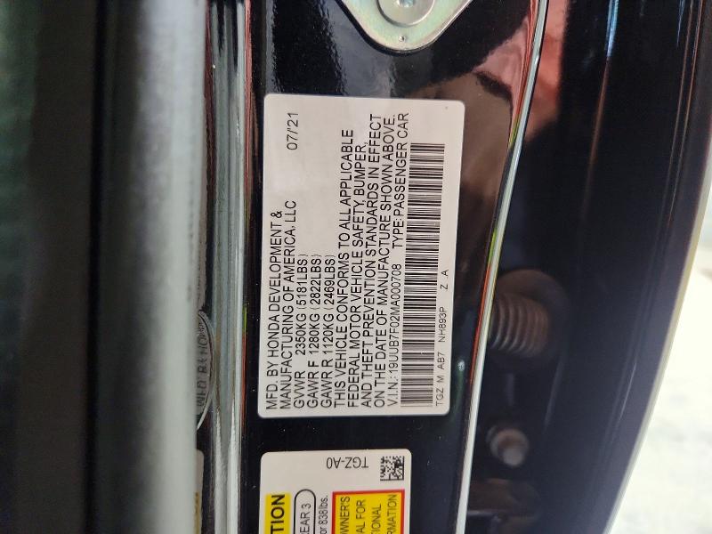 2021 Acura Tlx მანქანა იყიდება აუქციონზე, vin: 19UUB7F02MA000708, აუქციონის ნომერი: 55563016