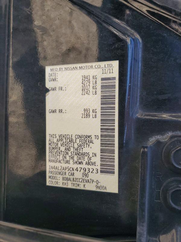 2012 Nissan Altima მანქანა იყიდება აუქციონზე, vin: 1N4AL2AP5CN479323, აუქციონის ნომერი: 56451046