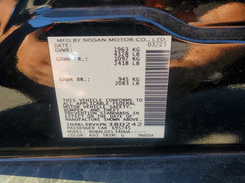 2023 Nissan Altima მანქანა იყიდება აუქციონზე, vin: 1N4BL4BVXPN380242, აუქციონის ნომერი: 55788286