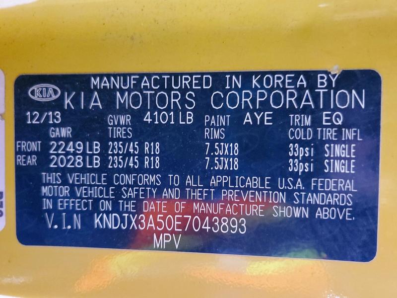 57272846 :رقم المزاد ، KNDJX3A50E7043893 vin ، 2014 Kia Soul مزاد بيع