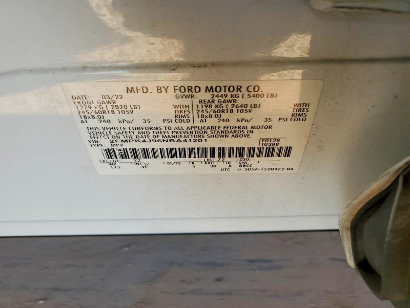 Продаж на аукціоні авто 2022 Ford Edge, vin: 2FMPK4J96NBA41201, номер лоту: 56112456