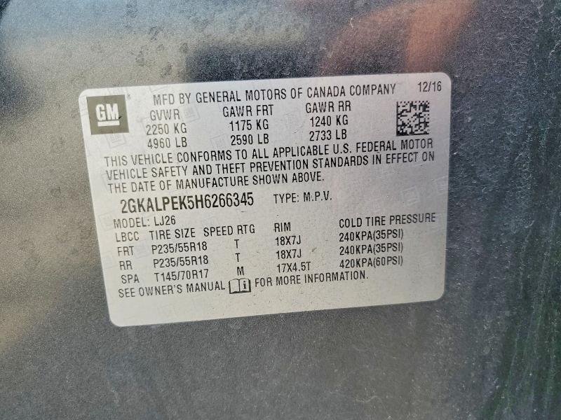 56139096 :رقم المزاد ، 2GKALPEK5H6266345 vin ، 2017 Gmc Terrain مزاد بيع