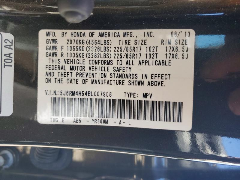 2014 Honda Cr-v მანქანა იყიდება აუქციონზე, vin: 5J6RM4H54EL007908, აუქციონის ნომერი: 56323866