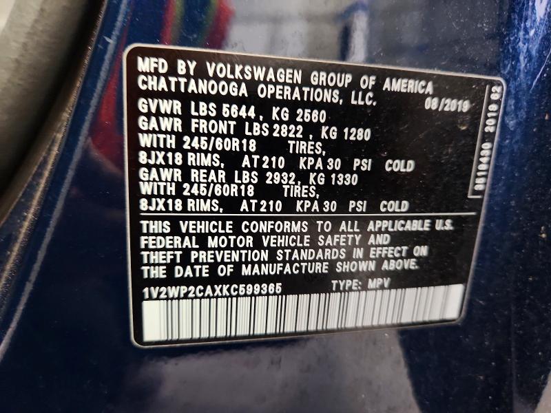 Продажа на аукционе авто 2019 Volkswagen Atlas, vin: 1V2WP2CAXKC599365, номер лота: 56244266