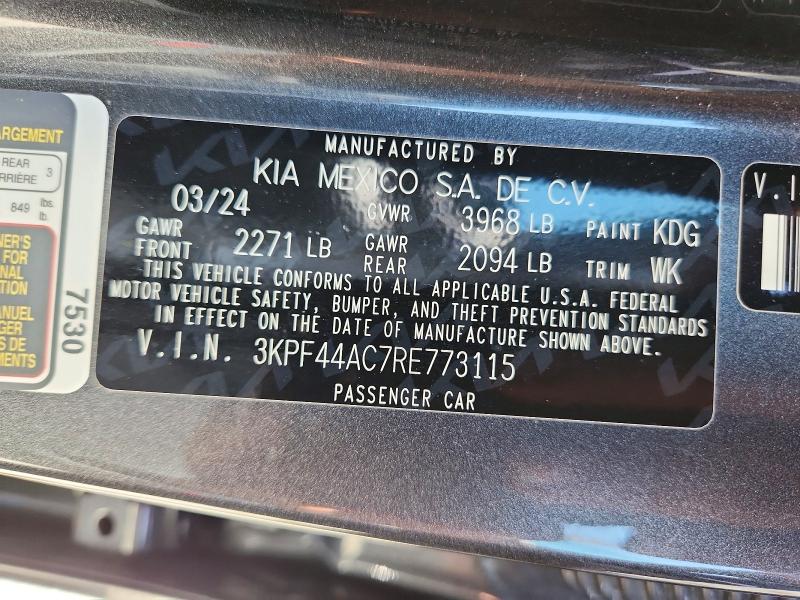 Aukcja sprzedaży 2024 Kia Forte, vin: 3KPF44AC7RE773115, numer aukcji: 58838756