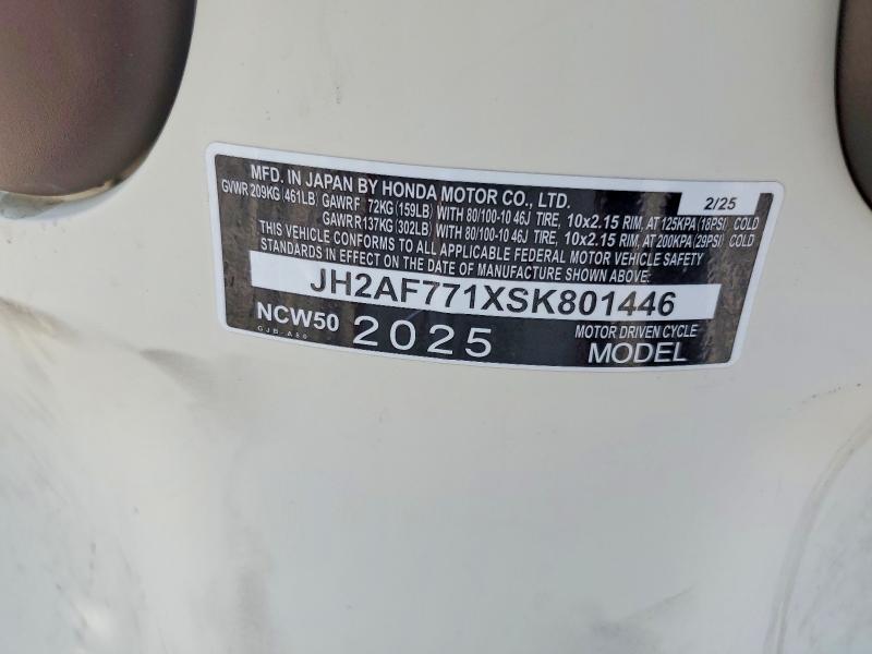 2025 Honda Ncw50 მანქანა იყიდება აუქციონზე, vin: JH2AF771XSK801446, აუქციონის ნომერი: 57736696