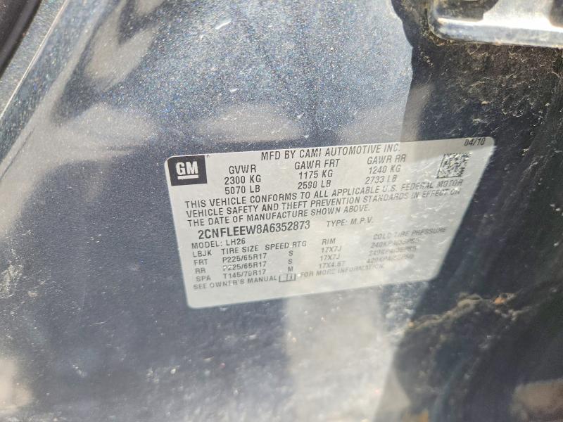 2010 Chevrolet Equinox მანქანა იყიდება აუქციონზე, vin: 2CNFLEEW8A6352873, აუქციონის ნომერი: 56228966
