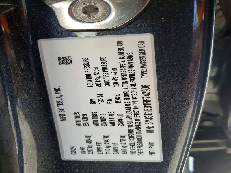 Aukcja sprzedaży 2024 Tesla 3, vin: 5YJ3E1EB1RF742906, numer aukcji: 58416996