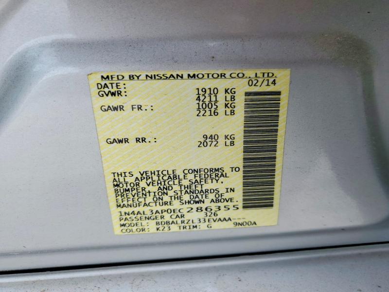 Продаж на аукціоні авто 2014 Nissan Altima, vin: 1N4AL3AP0EC286355, номер лоту: 55831056