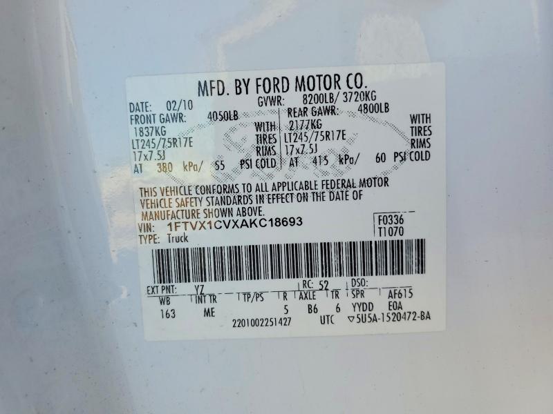 Aukcja sprzedaży 2010 Ford F150, vin: 1FTVX1CVXAKC18693, numer aukcji: 57951376