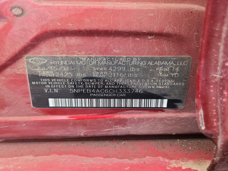 Продаж на аукціоні авто 2012 Hyundai Sonata, vin: 5NPEB4AC6CH333746, номер лоту: 59003626