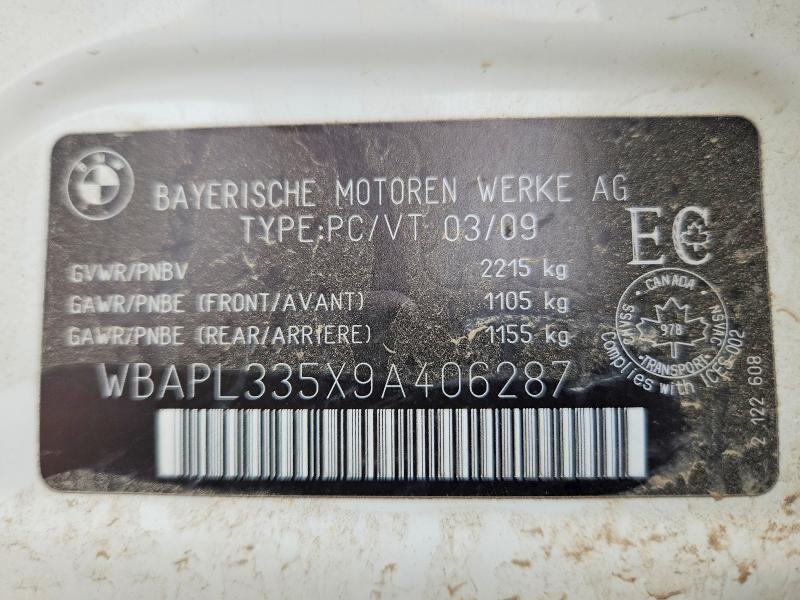 56582266 :رقم المزاد ، WBAPL335X9A406287 vin ، 2009 Bmw 335 مزاد بيع