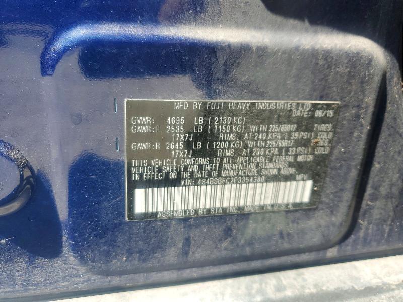 Продажа на аукционе авто 2015 Subaru Outback, vin: 4S4BSBFC2F3354380, номер лота: 55079656