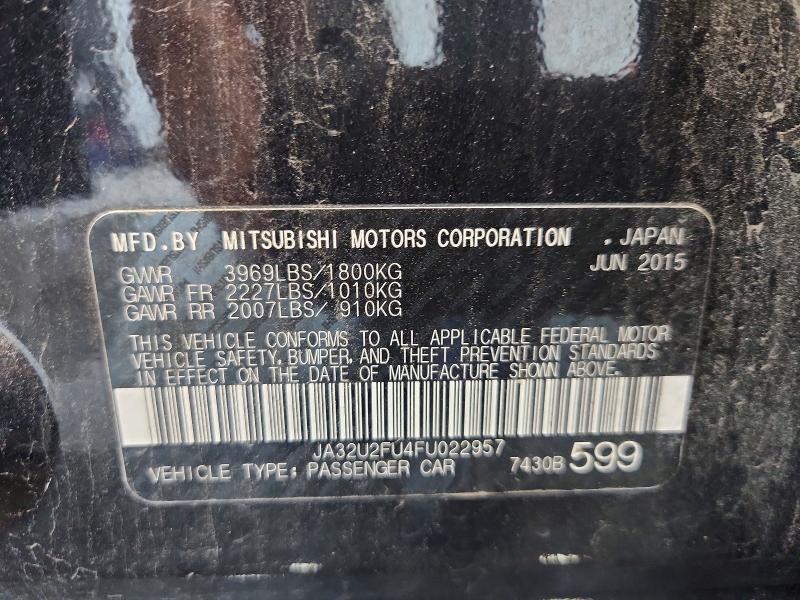 2015 Mitsubishi Lancer მანქანა იყიდება აუქციონზე, vin: JA32U2FU4FU022957, აუქციონის ნომერი: 55587816