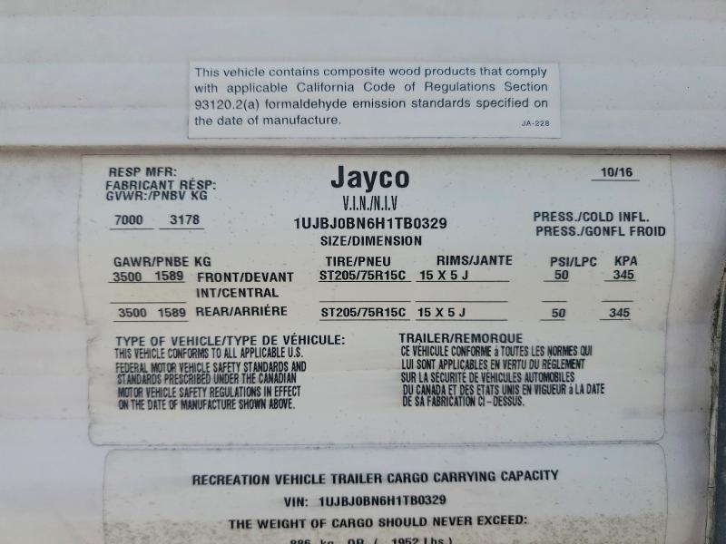Продаж на аукціоні авто 2017 Jayco Jay Flight, vin: 1UJBJ0BN6H1TB0329, номер лоту: 55865136