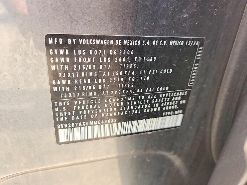 2021 Volkswagen Tiguan მანქანა იყიდება აუქციონზე, vin: 3VV2B7AX6MM044032, აუქციონის ნომერი: 57811706