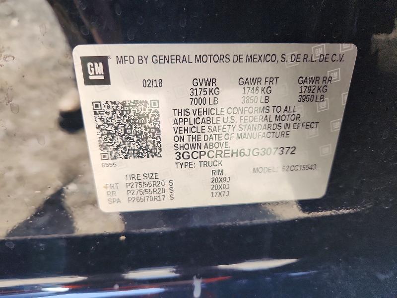 2018 Chevrolet Silverado მანქანა იყიდება აუქციონზე, vin: 3GCPCREH6JG307372, აუქციონის ნომერი: 57691156