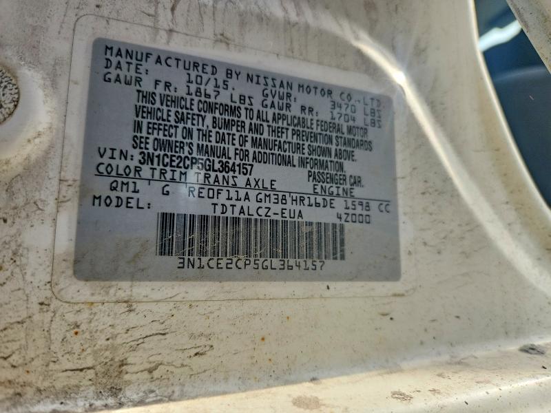Продажа на аукционе авто 2016 Nissan Versa Note, vin: 3N1CE2CP5GL364157, номер лота: 56473836