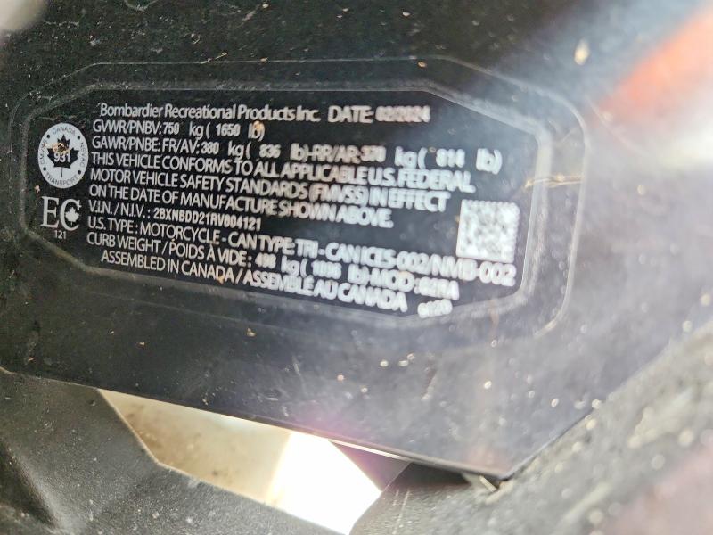 Продаж на аукціоні авто 2024 Can-am Spyder Roadster, vin: 2BXNBDD21RV004121, номер лоту: 55780386