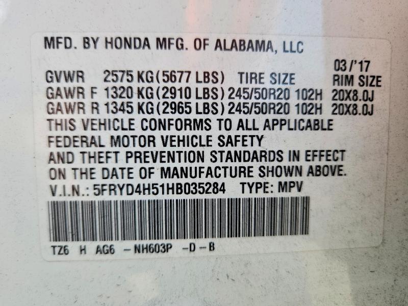 2017 Acura Mdx მანქანა იყიდება აუქციონზე, vin: 5FRYD4H51HB035284, აუქციონის ნომერი: 56599096