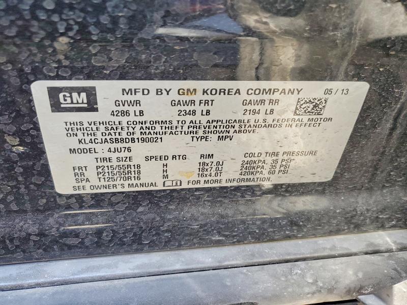 58453486 :رقم المزاد ، KL4CJASB8DB190021 vin ، 2013 Buick Encore مزاد بيع