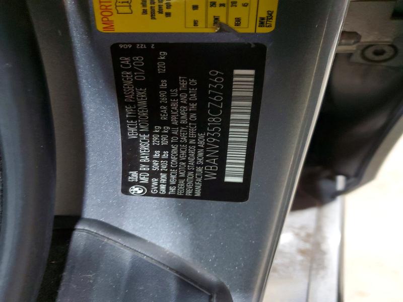 Aukcja sprzedaży 2008 Bmw 535, vin: WBANV93518CZ67369, numer aukcji: 59061326