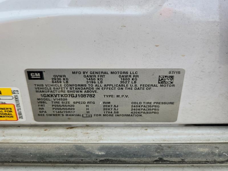 Aukcja sprzedaży 2016 Gmc Acadia, vin: 1GKKVTKD7GJ108782, numer aukcji: 57698156