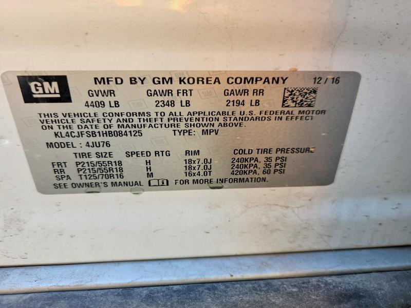 Aukcja sprzedaży 2017 Buick Encore, vin: KL4CJFSB1HB084125, numer aukcji: 57170876