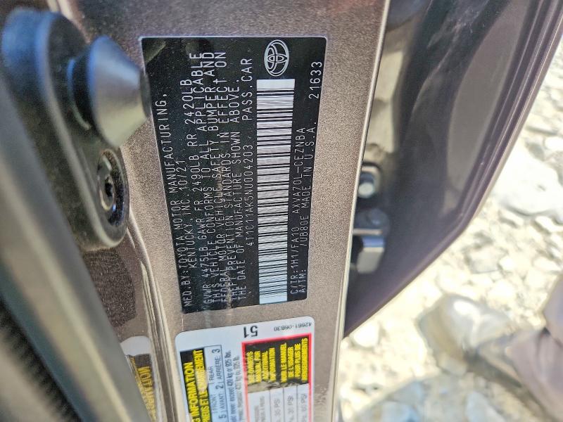 Продаж на аукціоні авто 2022 Toyota Camry, vin: 4T1C11AK5NU004203, номер лоту: 57784926