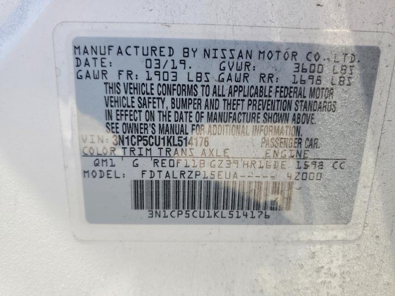 Продаж на аукціоні авто 2019 Nissan Kicks, vin: 3N1CP5CU1KL514176, номер лоту: 57252436