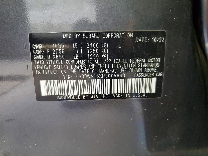 Продажа на аукционе авто 2023 Subaru Legacy, vin: 4S3BWAF6XP3005868, номер лота: 57658736