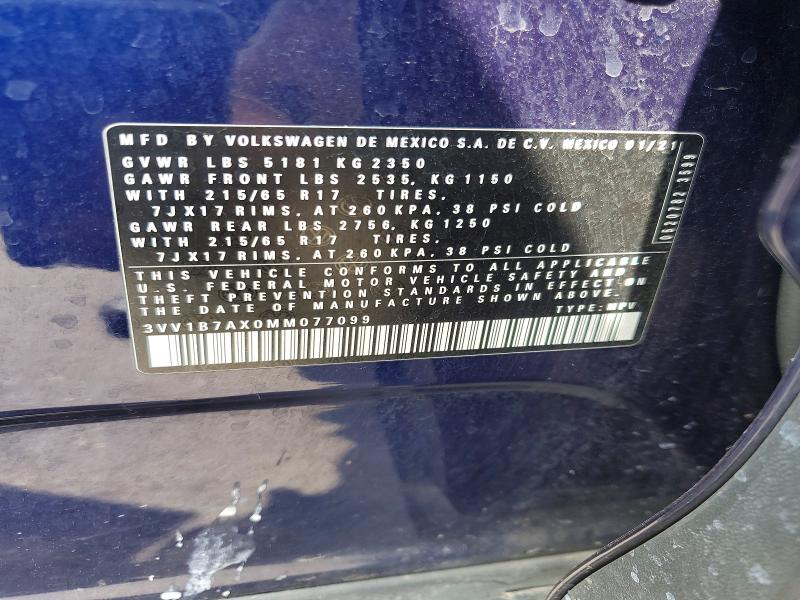 59285646 :رقم المزاد ، 3VV1B7AX0MM077099 vin ، 2021 Volkswagen Tiguan مزاد بيع