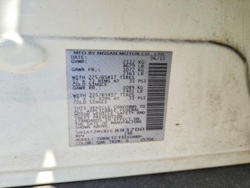 Продажа на аукционе авто 2015 Nissan Rogue, vin: 5N1AT2MV8FC893700, номер лота: 55869416