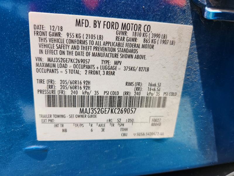 Aukcja sprzedaży 2019 Ford Ecosport, vin: MAJ3S2GE7KC269057, numer aukcji: 56475446