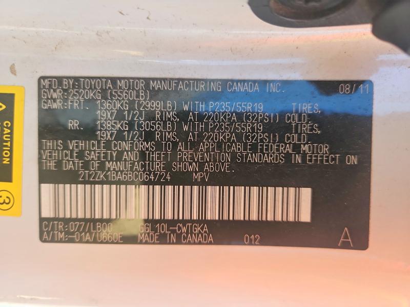 Aukcja sprzedaży 2011 Lexus Rx, vin: 2T2ZK1BA6BC064724, numer aukcji: 56773306