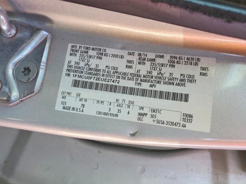 55655136 :رقم المزاد ، 1FMCU0F72EUE27472 vin ، 2014 Ford Escape مزاد بيع