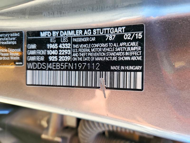 2015 Mercedes-benz Cla მანქანა იყიდება აუქციონზე, vin: WDDSJ4EB5FN197112, აუქციონის ნომერი: 54561346