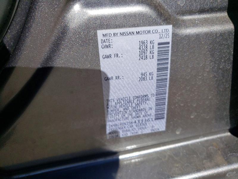 Aukcja sprzedaży 2025 Nissan Altima, vin: 1N4BL4DV2SN433361, numer aukcji: 59308016