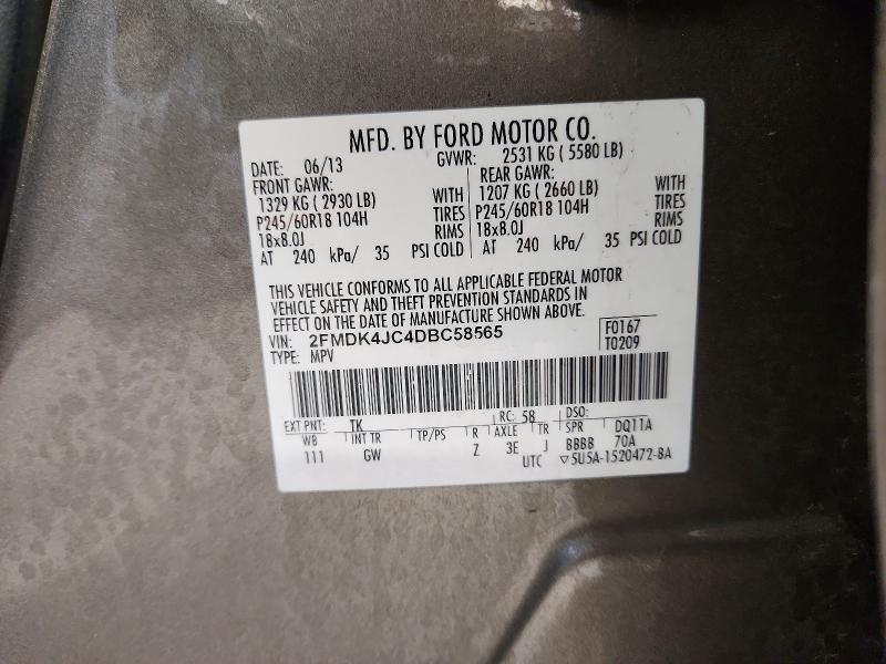 2013 Ford Edge მანქანა იყიდება აუქციონზე, vin: 2FMDK4JC4DBC58565, აუქციონის ნომერი: 56424756