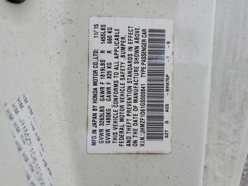 Aukcja sprzedaży 2016 Honda Cr-z, vin: JHMZF1D61GS000841, numer aukcji: 57633746